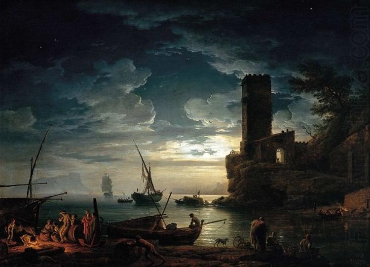 Mediterranean Coast Scene with Fishermen and Boats, Claude Joseph Vernet